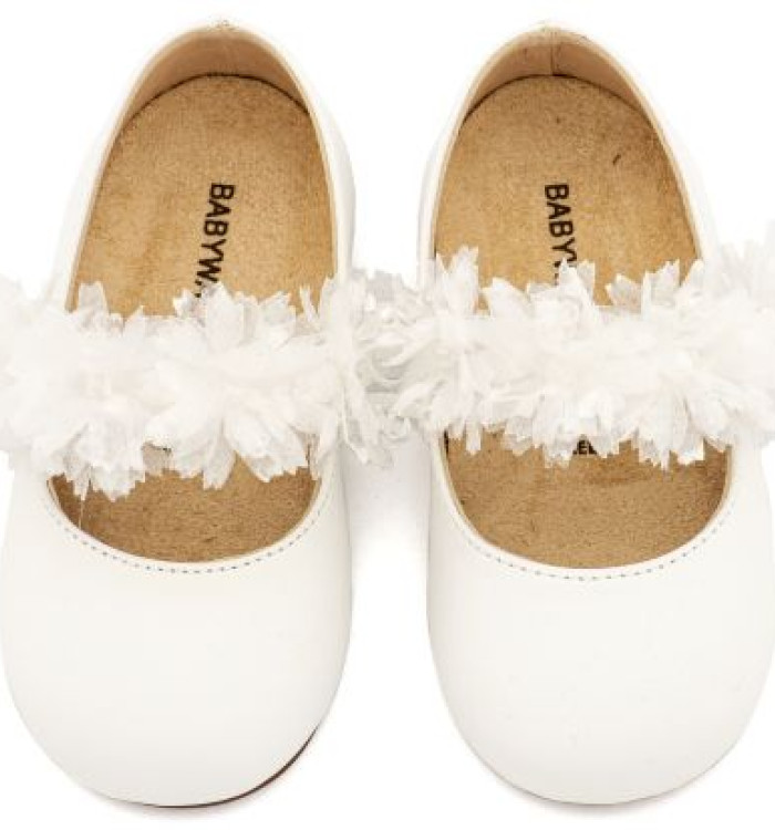 Γοβάκι Μονή Μπαρέτα Διακοσμημένη  BS3602 Λευκό