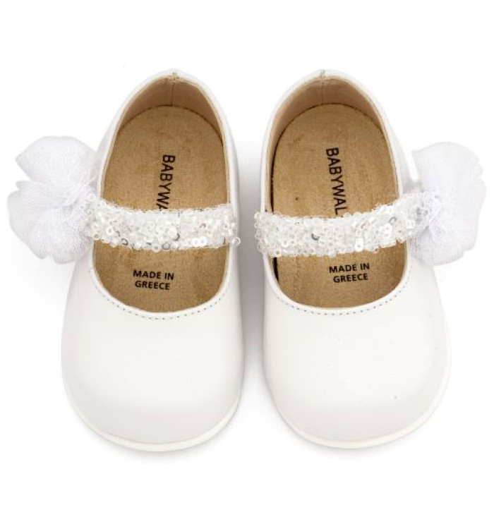 Γοβάκι Μονή Μπαρέτα Διακοσμημένο με Τρέσα και Τούλινο Πον Πον PRI2657 Εκρού