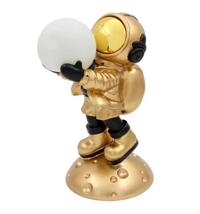 Διακοσμητικό polyresin 16Χ19Χ30 εκ. Αστροναύτης μαύρο χρυσό με φωτιζόμενη μπάλα 
